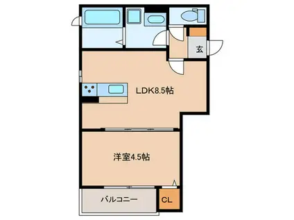 グランメゾン九大学研都市(1LDK/1階)の間取り写真