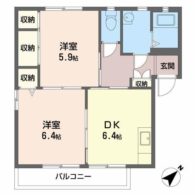 ミレニアムガーデン II(2DK/1階)の間取り写真