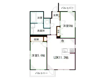トレスミル中野(2LDK/3階)の間取り写真