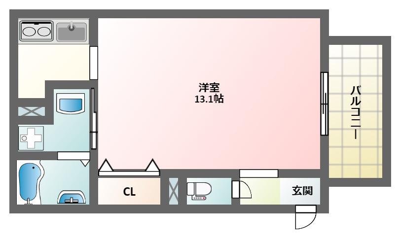 ルナハイツ(ワンルーム/1階)の間取り写真