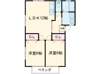 ラメゾン白岳(2LDK/1階)の間取り写真