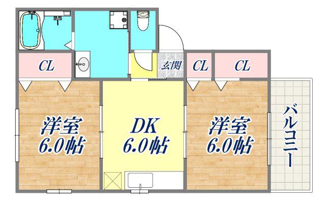 須磨天神ハイツ(2DK/1階)の間取り写真
