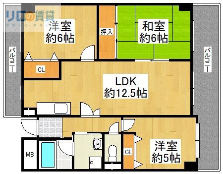 サンジェラン(3LDK/3階)の間取り写真