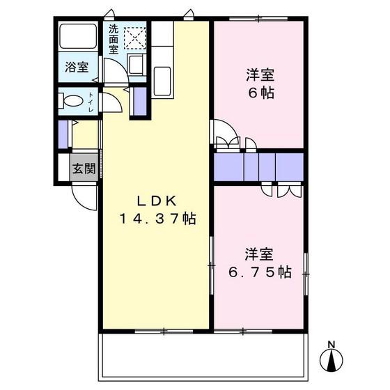 グレースフル大福C棟(2LDK/2階)の間取り写真