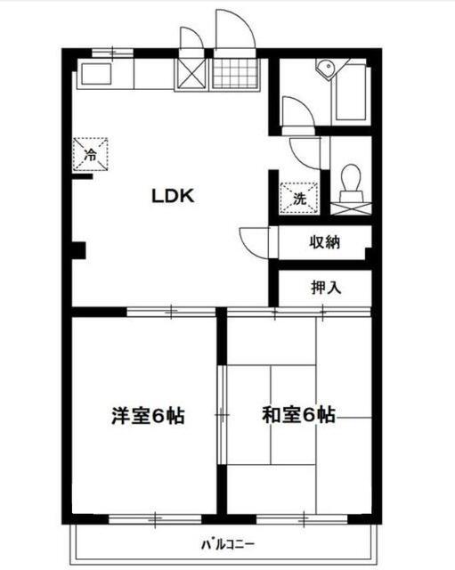 パーラメントI(2LDK/3階)の間取り写真