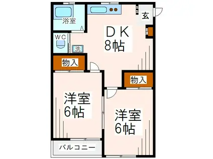 岩崎アパート(2DK/1階)の間取り写真