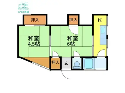 原田アパート時津B(2K/1階)の間取り写真