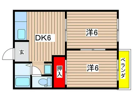 タウニー太子B棟(2DK/2階)の間取り写真