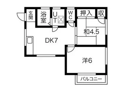 サンピュア望月(2DK/1階)の間取り写真