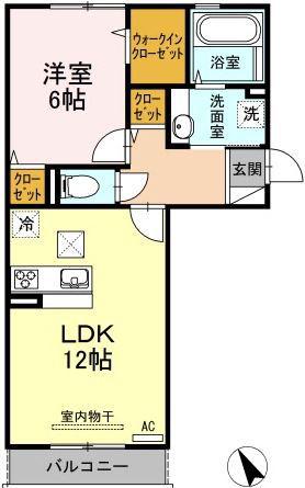 ソシアメゾン坂元(1LDK/1階)の間取り写真