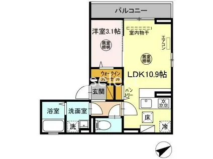 D-ROOM椿森1丁目A(1LDK/2階)の間取り写真