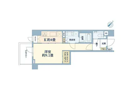 グランスイート二子玉川(1K/2階)の間取り写真