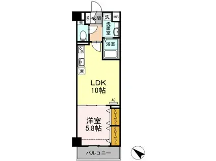 PLUMERIA(1LDK/4階)の間取り写真