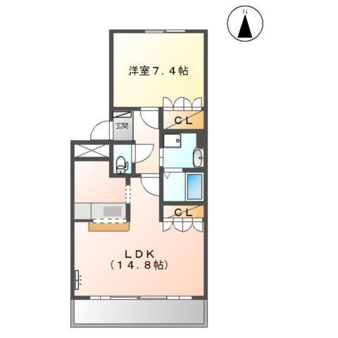 パーシモン(1LDK/2階)の間取り写真