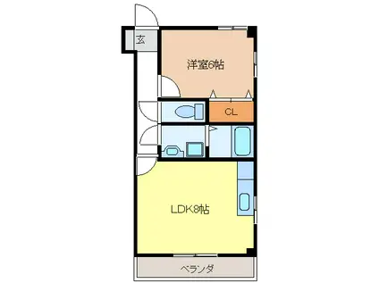 フォレスタあわの(1LDK/2階)の間取り写真