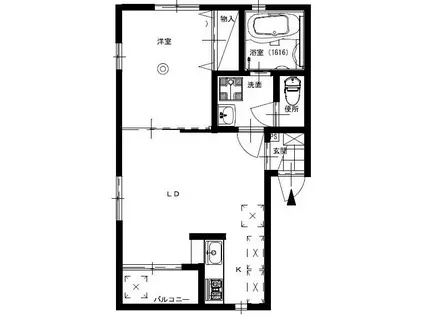 REVE有福(1LDK/1階)の間取り写真