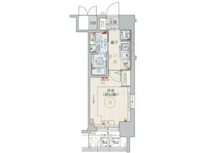 エステムプラザ神戸西IVインフィニティ(1K/7階)の間取り写真