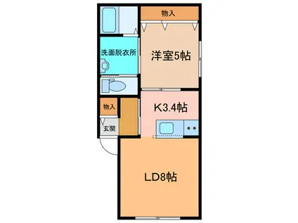 VERMEER(1LDK/1階)の間取り写真