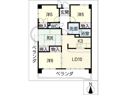グランドール東丘(4LDK/3階)の間取り写真