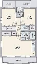 オーポン スクエア(2LDK/4階)の間取り写真