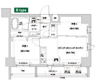 ガレリアレジデンス南千住(2LDK/6階)の間取り写真