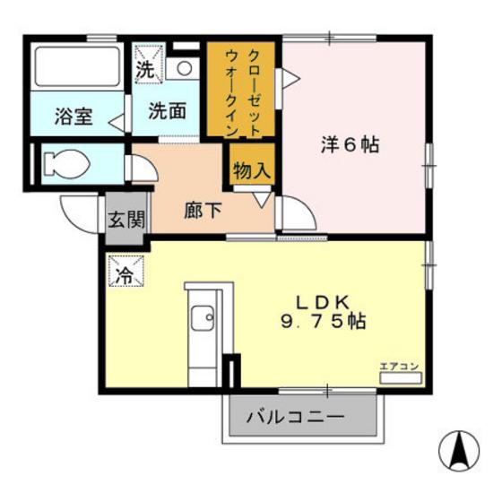 アクアマリン(1LDK/2階)の間取り写真