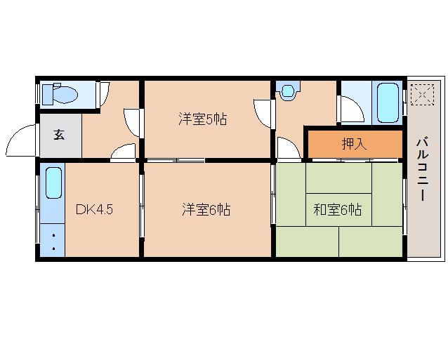 薮内ビル(3DK/2階)の間取り写真