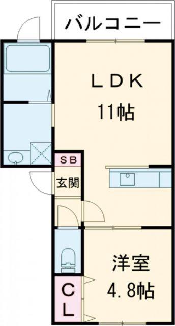 ルミエール宝来(1LDK/1階)の間取り写真