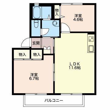 アイリスときわ(2LDK/2階)の間取り写真