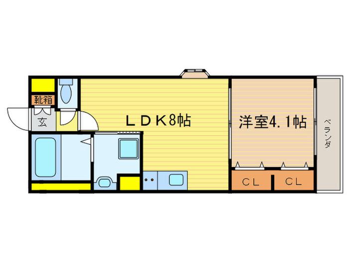 リバーサイド桂弐番館(1LDK/2階)の間取り写真