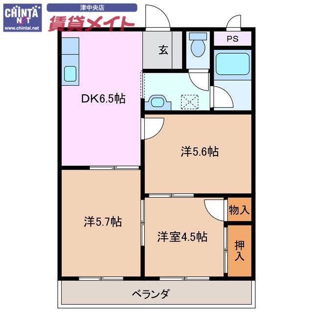 セピアロード(3DK/2階)の間取り写真