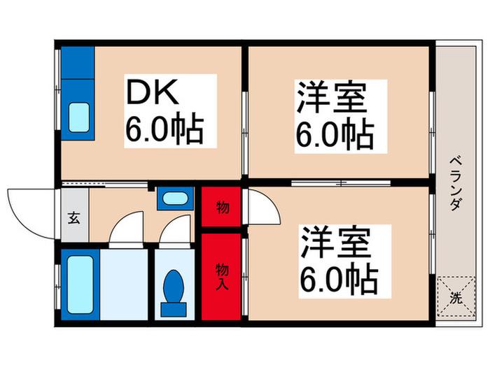 第5サンハイツ(2DK/2階)の間取り写真