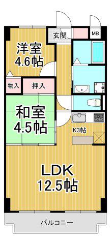 エムグランツ二番館(2LDK/1階)の間取り写真
