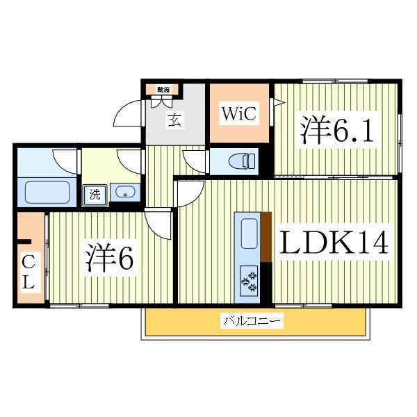 ローテ ベルク(2LDK/2階)の間取り写真