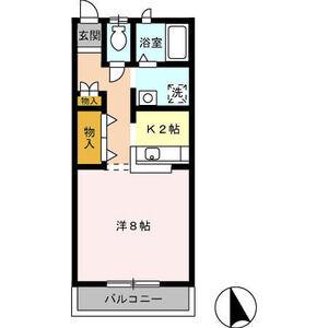キャビンエンデバー(1K/2階)の間取り写真