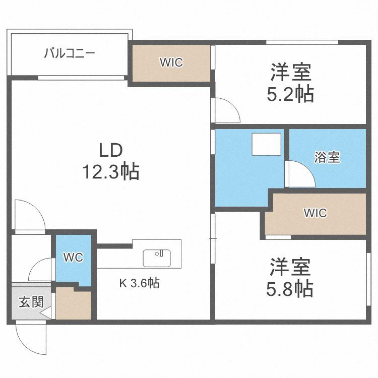 CG HOMES 南11条(2LDK/2階)の間取り写真