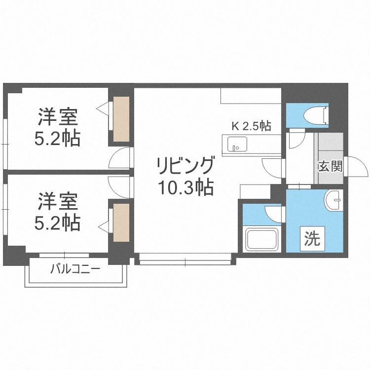 PRIME URBAN北3条通(2LDK/5階)の間取り写真