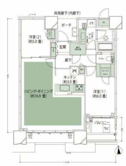 ドゥ・トゥール キャナル&スパ イースト棟(2SLDK/34階)の間取り写真