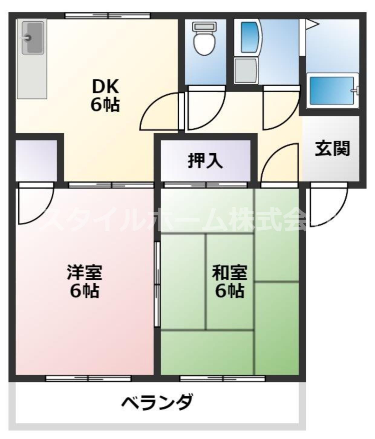 サンコートB(2DK/2階)の間取り写真