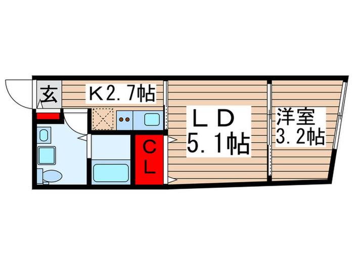 VAUHOUSE六実(1LDK/1階)の間取り写真