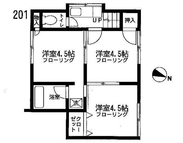石黒アパート(3K/2階)の間取り写真
