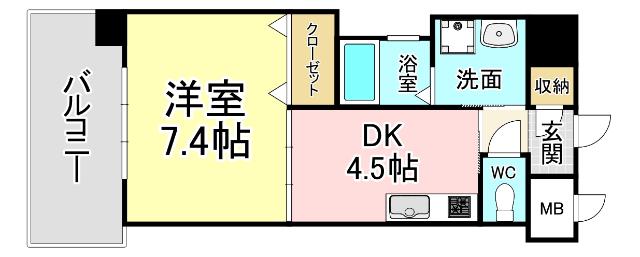渡邊ビルII(1DK/8階)の間取り写真