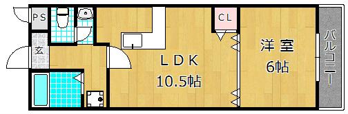 京阪本線 枚方公園駅 徒歩7分 3階建 築19年(1LDK/3階)の間取り写真