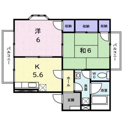 グランポルテ 木の宮I(2K/1階)の間取り写真