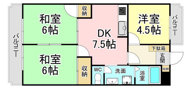 アヴァンツァーレ(3DK/1階)の間取り写真