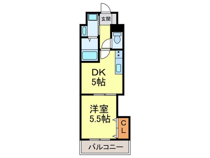 グランメールエスティエ(1DK/9階)の間取り写真