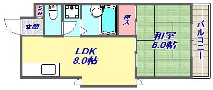 ラガール深江(1LDK/3階)の間取り写真