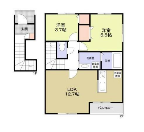 メゾン・コンフォール(2LDK/2階)の間取り写真