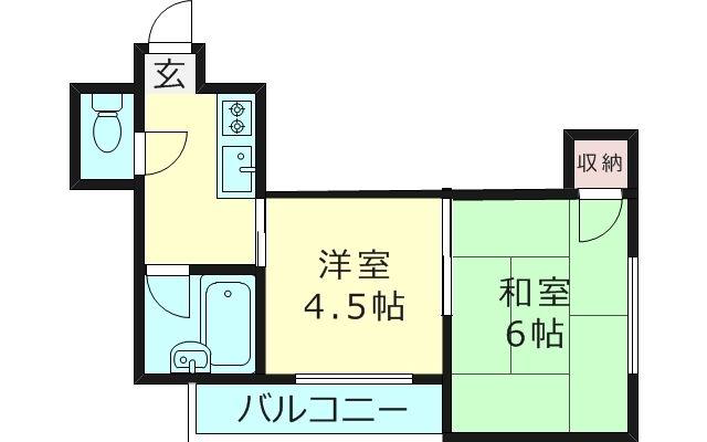 プリエール北畠(2K/2階)の間取り写真