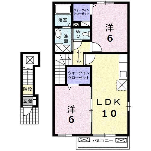 グリシーヌ(2LDK/2階)の間取り写真